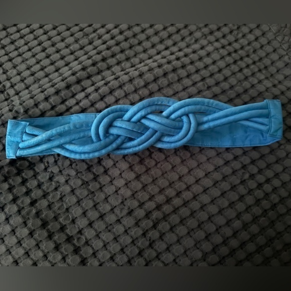 Vintage 70s/80s Blue Knot/Twist Braided belt w/homemade elastic extension